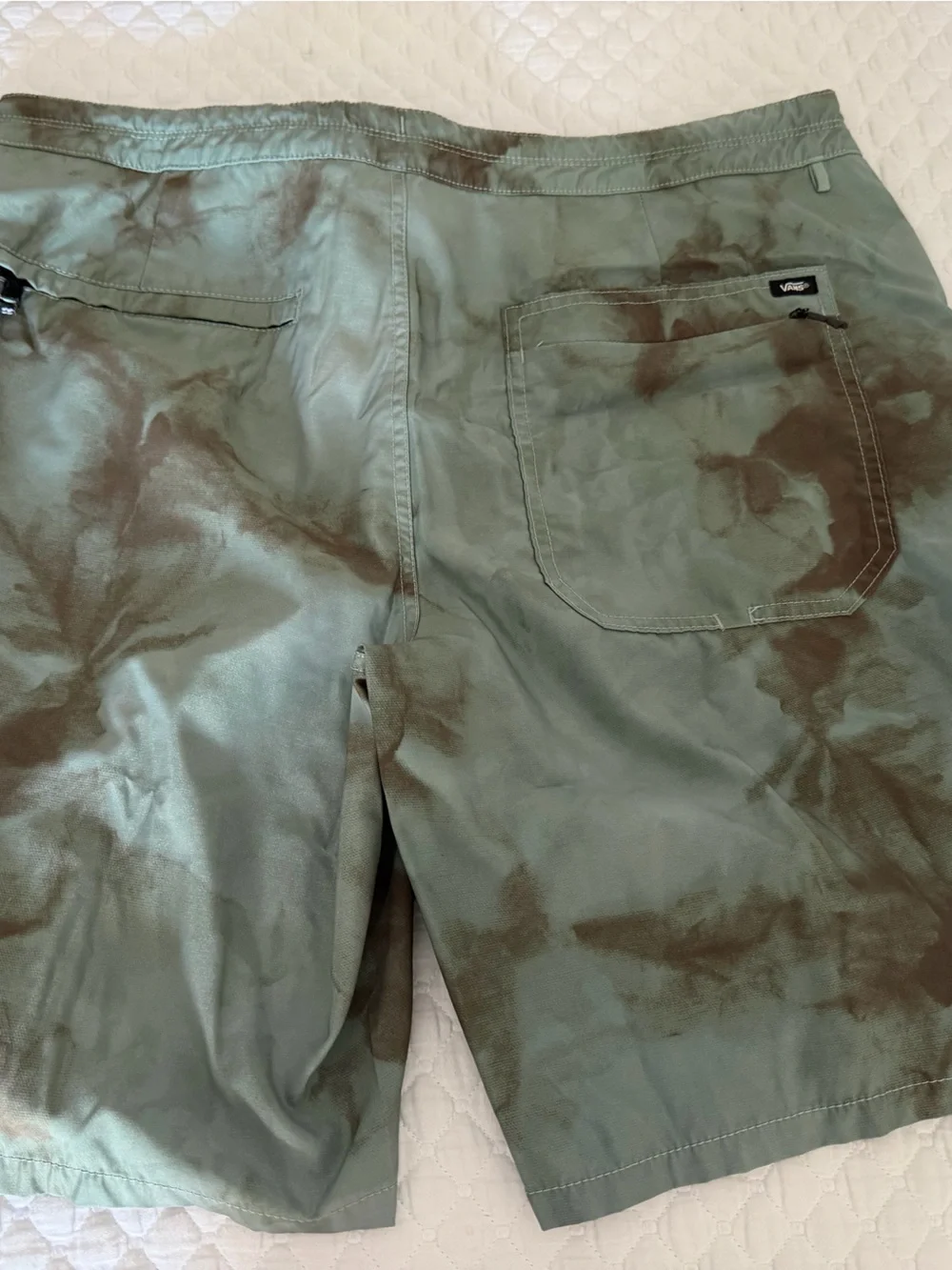 Vans Men's Olive Green Tie-Dye Swim Board Shorts